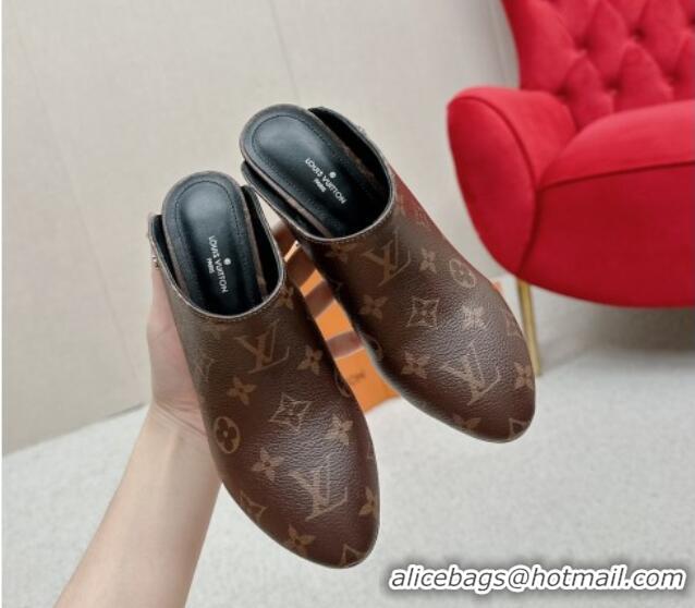 Charming Louis Vuitton Silhouette Closed Heel Mules 8.5cm in Monogram Canvas 703072