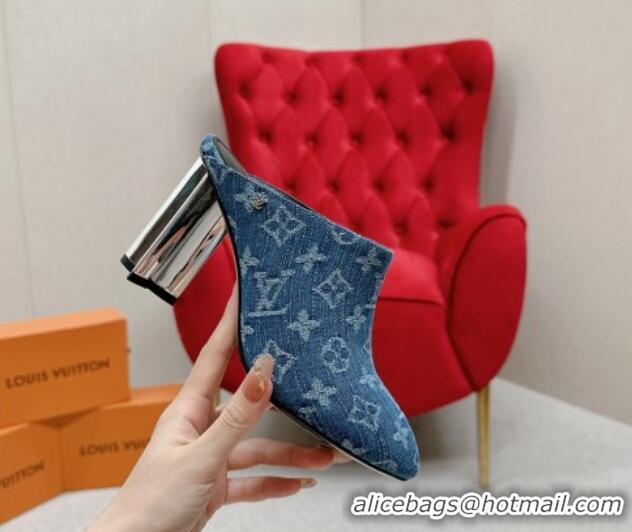 Low Price Louis Vuitton Silhouette Closed Heel Mules 8.5cm in Blue Denim 703073