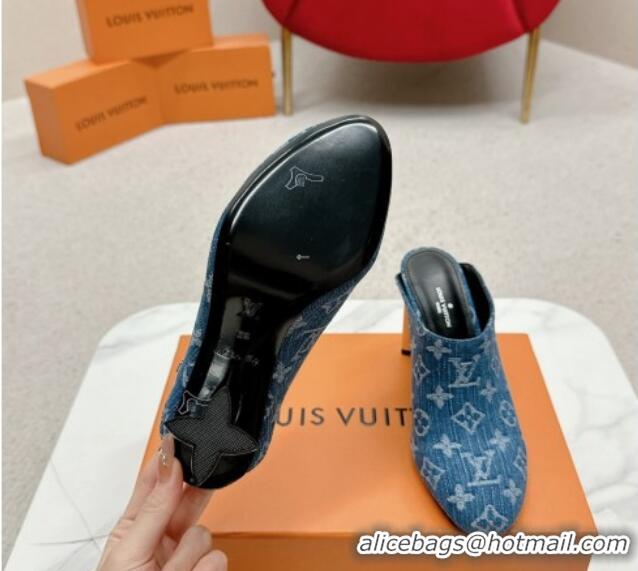 Low Price Louis Vuitton Silhouette Closed Heel Mules 8.5cm in Blue Denim 703073