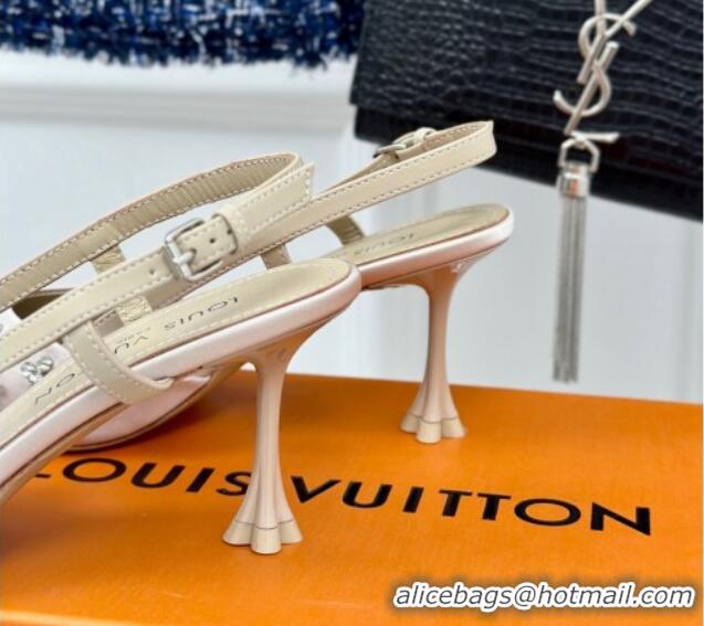 Unique Style Louis Vuitton Blooming Slingback Pumps 7.5cm in Satin and Strass White 703076