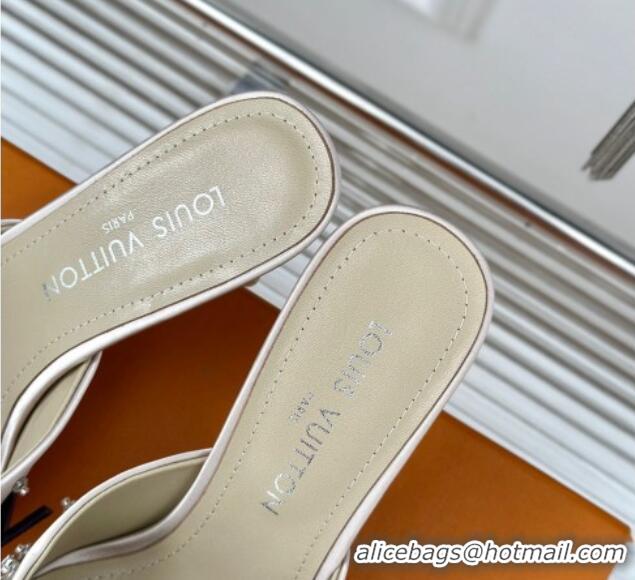 Most Popular Louis Vuitton Blooming Slingback Mules 7.5cm in Satin and Strass White 703078