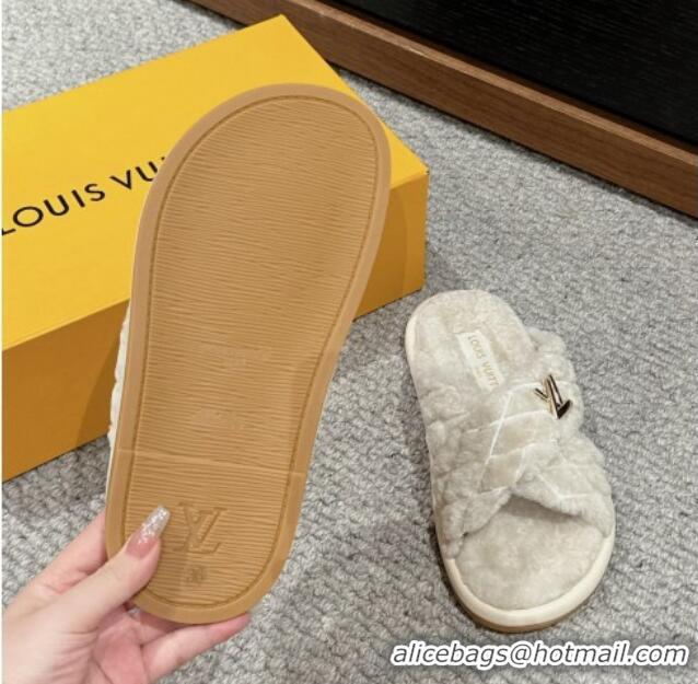 Purchase Louis Vuitton LV Bliss Comfort Flat Slides Sandals in Wool Light Grey 703079