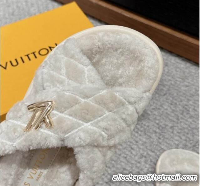 Purchase Louis Vuitton LV Bliss Comfort Flat Slides Sandals in Wool Light Grey 703079