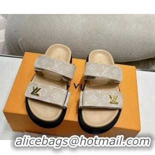 Good Quality Louis Vuitton Bom V Sunset Flat Comfort Slides Sandal in Denim Beige 703092