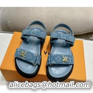 Good Quality Louis Vuitton Bom V Sunset Flat Comfort Sandals in Monogram Denim Blue 703094