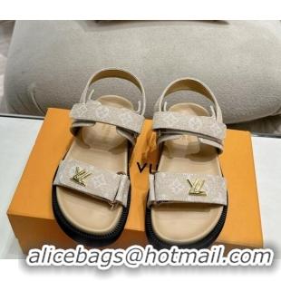 Best Product Louis Vuitton Bom V Sunset Flat Comfort Sandals in Monogram Denim Beige 703095