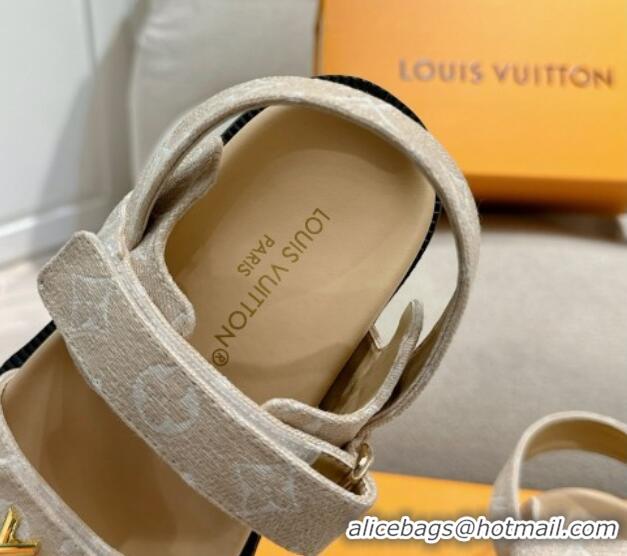 Best Product Louis Vuitton Bom V Sunset Flat Comfort Sandals in Monogram Denim Beige 703095