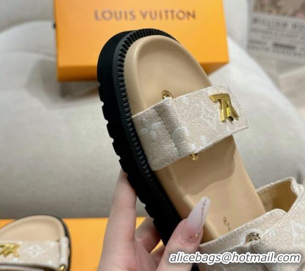 Best Product Louis Vuitton Bom V Sunset Flat Comfort Sandals in Monogram Denim Beige 703095