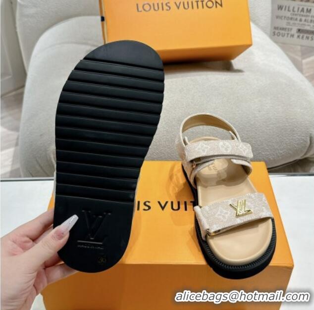 Best Product Louis Vuitton Bom V Sunset Flat Comfort Sandals in Monogram Denim Beige 703095