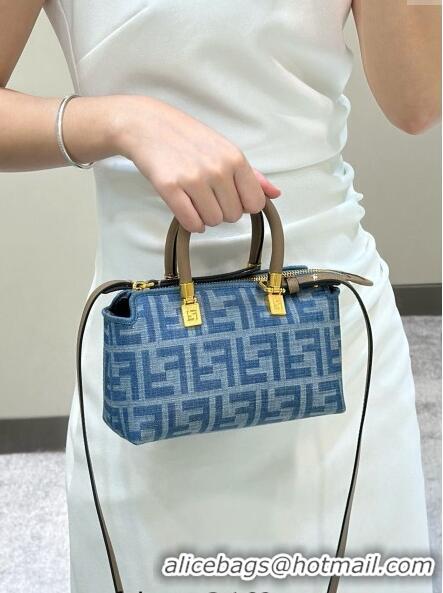 Classic Cheap Fendi By The Way Mini Mini bag in 4100 Light Blue FF Denim Fabric 2024