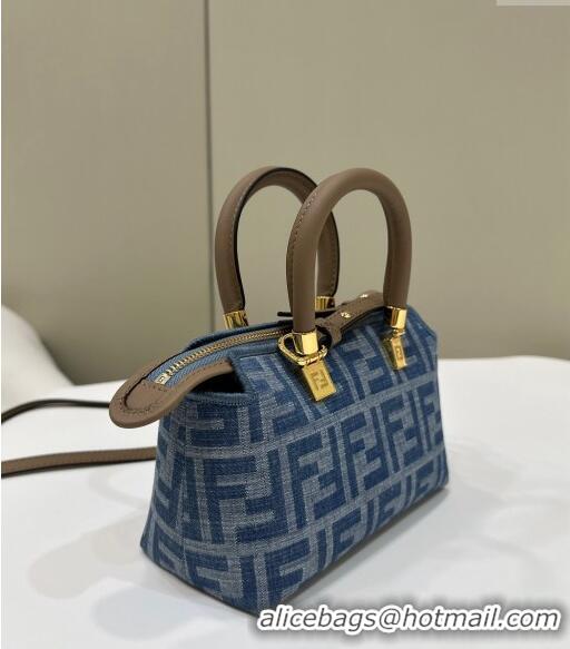 Classic Cheap Fendi By The Way Mini Mini bag in 4100 Light Blue FF Denim Fabric 2024