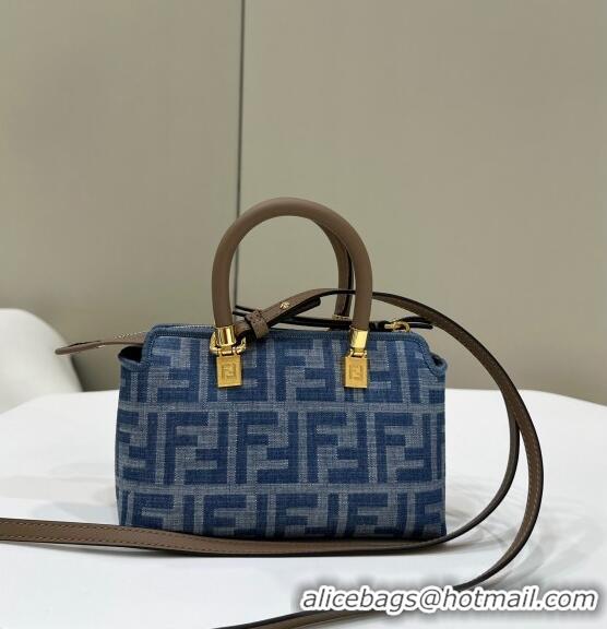 Classic Cheap Fendi By The Way Mini Mini bag in 4100 Light Blue FF Denim Fabric 2024