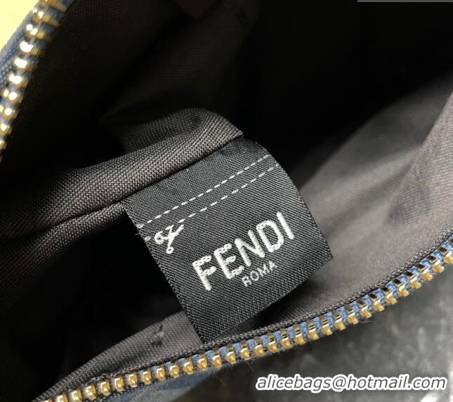 Buy Luxury Fendi Fendigraphy Mini Hobo bag in 4102 Light Blue FF Denim Fabric 2024