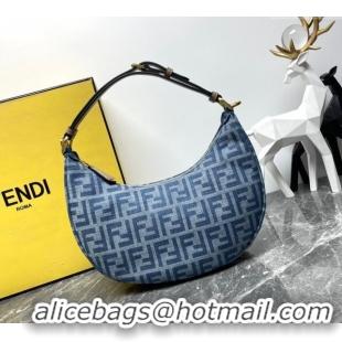 Best Price Fendi Fendigraphy Small Hobo bag in 4103 Light Blue FF Denim Fabric 2024