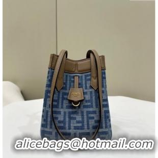 Wholesale Fendi Origami Mini bag in 4104 Light Blue FF Denim Fabric that can be transformed 2024