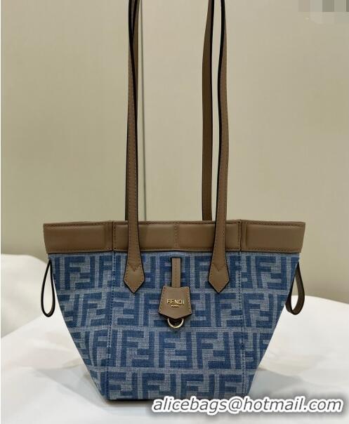 Wholesale Fendi Origami Mini bag in 4104 Light Blue FF Denim Fabric that can be transformed 2024