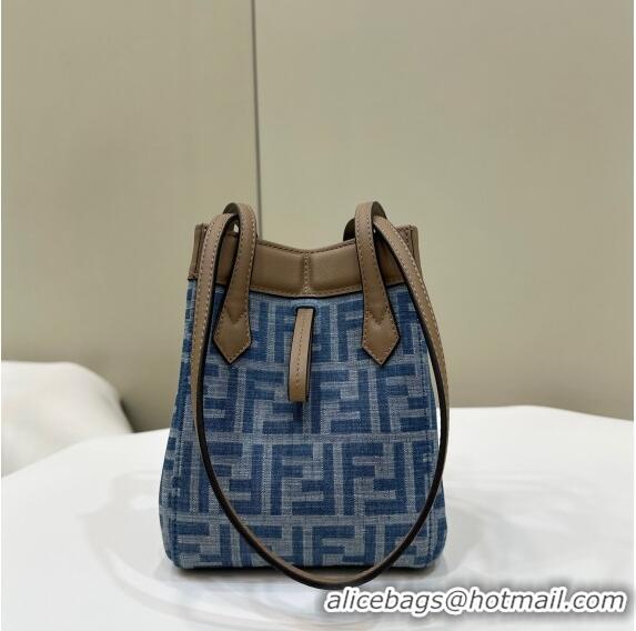 Wholesale Fendi Origami Mini bag in 4104 Light Blue FF Denim Fabric that can be transformed 2024