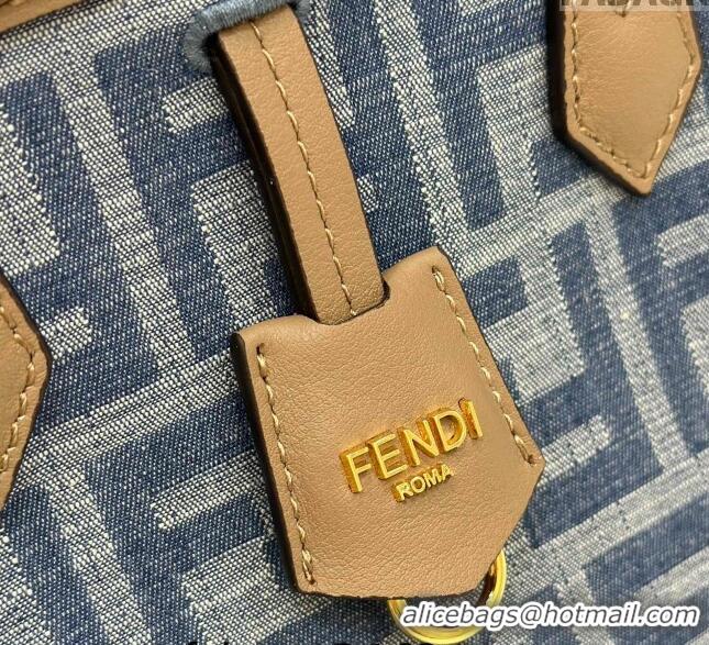 Wholesale Fendi Origami Mini bag in 4104 Light Blue FF Denim Fabric that can be transformed 2024