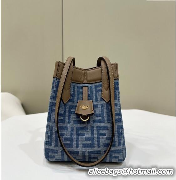 Wholesale Fendi Origami Mini bag in 4104 Light Blue FF Denim Fabric that can be transformed 2024