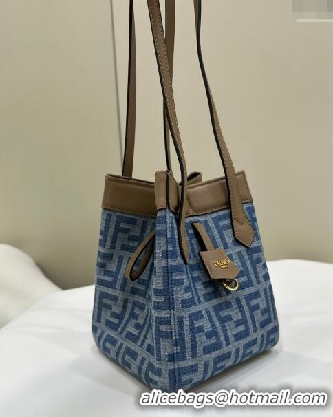 Wholesale Fendi Origami Mini bag in 4104 Light Blue FF Denim Fabric that can be transformed 2024