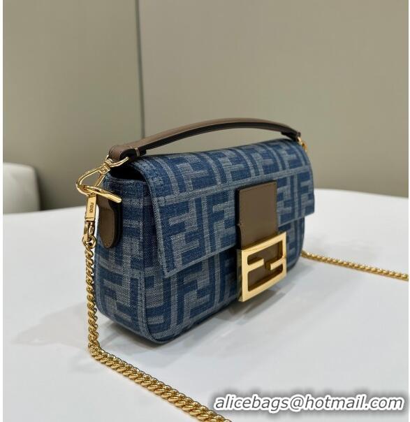 Buy Classic Fendi Baguette Mini bag in 4106 Light Blue FF Denim Fabric 2024