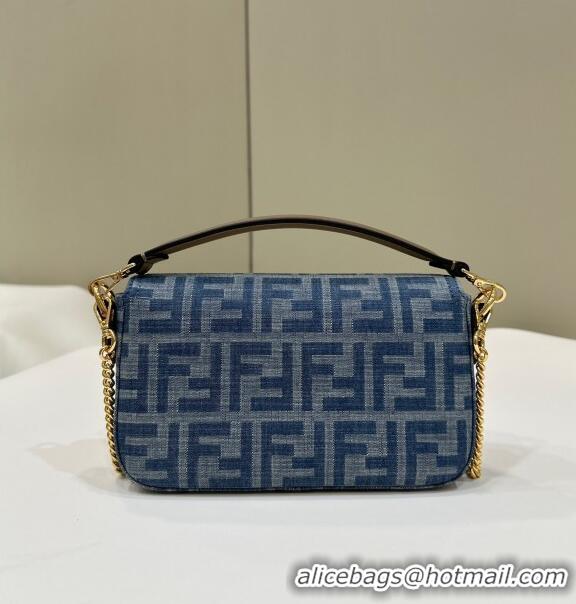 Buy Classic Fendi Baguette Mini bag in 4106 Light Blue FF Denim Fabric 2024