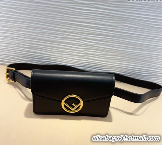 Latest Style Fendi Leather Pouch Belt 3cm 070802 Black 2024