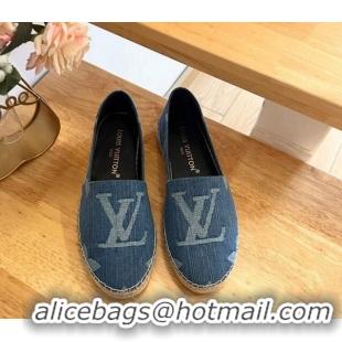 Pretty Style Louis Vuitton Espadrilles Flat in Monogram Denim Blue 703104