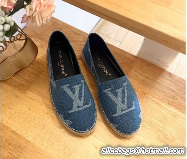 Pretty Style Louis Vuitton Espadrilles Flat in Monogram Denim Blue 703104