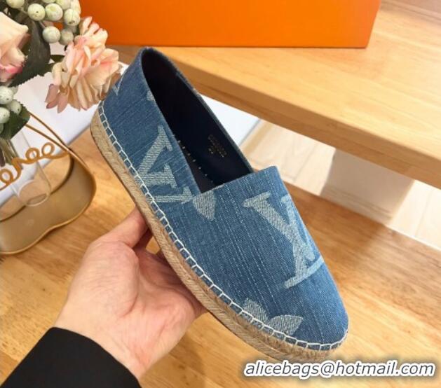 Pretty Style Louis Vuitton Espadrilles Flat in Monogram Denim Blue 703104