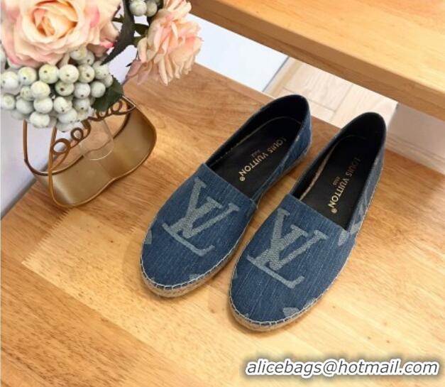 Pretty Style Louis Vuitton Espadrilles Flat in Monogram Denim Blue 703104