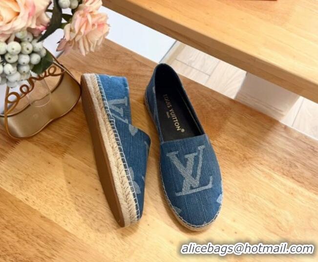 Pretty Style Louis Vuitton Espadrilles Flat in Monogram Denim Blue 703104