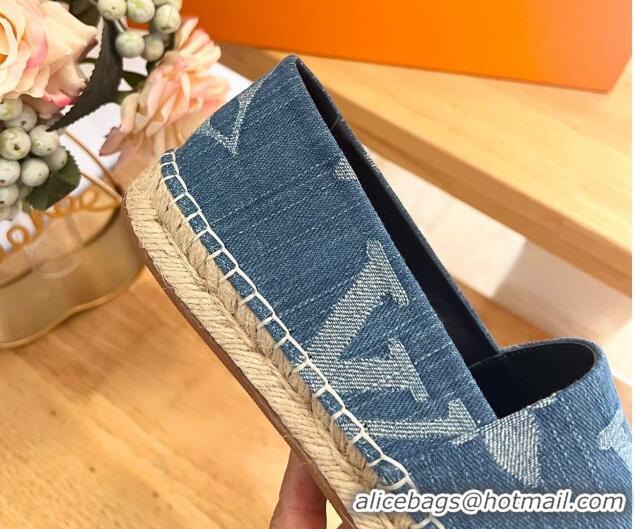 Pretty Style Louis Vuitton Espadrilles Flat in Monogram Denim Blue 703104