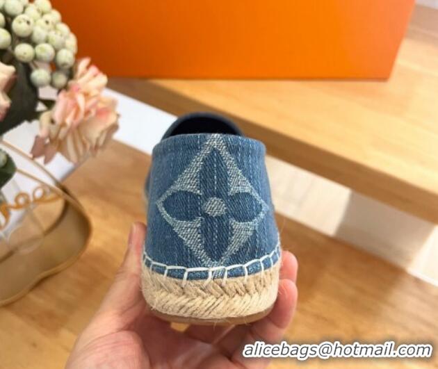 Pretty Style Louis Vuitton Espadrilles Flat in Monogram Denim Blue 703104