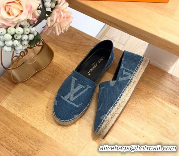 Pretty Style Louis Vuitton Espadrilles Flat in Monogram Denim Blue 703104