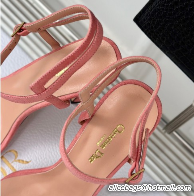 Unique Style Dior Suede High Heel Sandals 10cm with Pearls Peachy Pink 604006