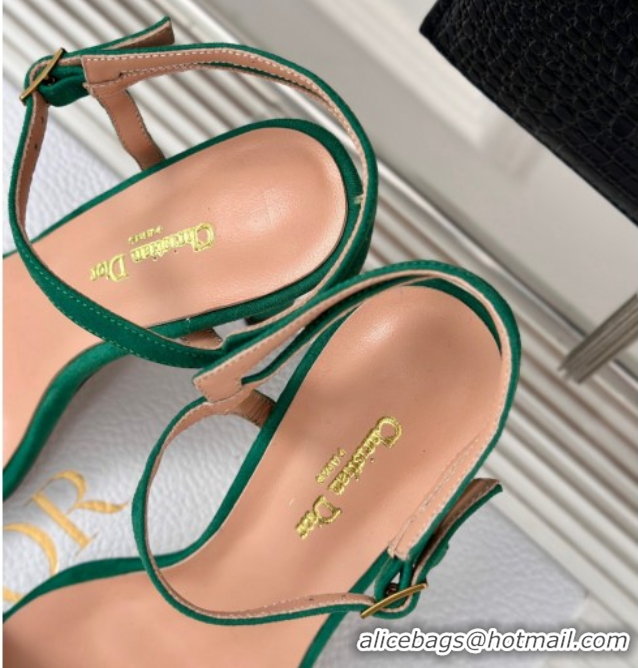 Best Price Dior Suede High Heel Sandals 10cm with Pearls Green 604007