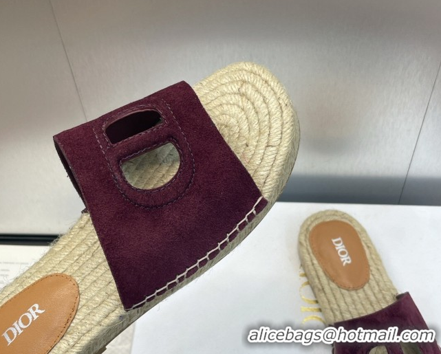 Unique Style Dior D-Club Flat Espadrille Slide Sandals in CD Suede Dark Brown 604021