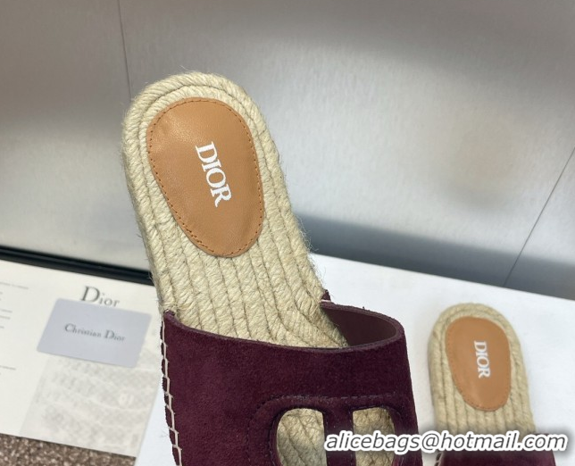 Unique Style Dior D-Club Flat Espadrille Slide Sandals in CD Suede Dark Brown 604021