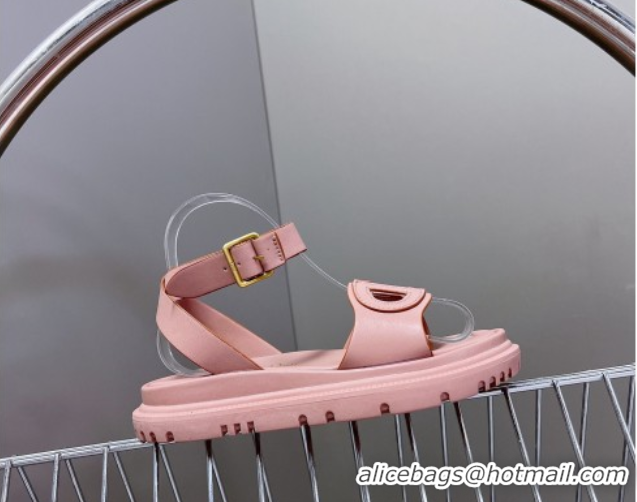 Expensive Dior D-Club Sandals with Ankle Strap in Calfskin Pink/Orange Trim 604030