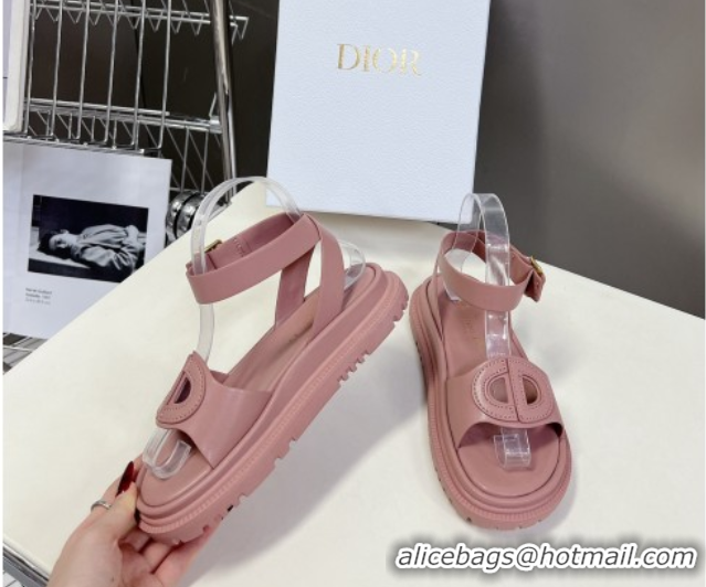 Trendy Design Dior D-Club Sandals with Ankle Strap in Calfskin leather Pink 604031