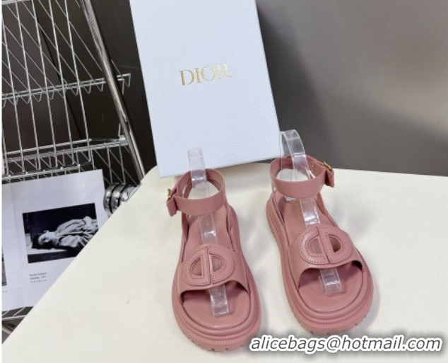 Trendy Design Dior D-Club Sandals with Ankle Strap in Calfskin leather Pink 604031