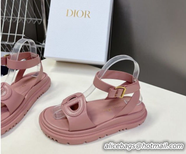 Trendy Design Dior D-Club Sandals with Ankle Strap in Calfskin leather Pink 604031