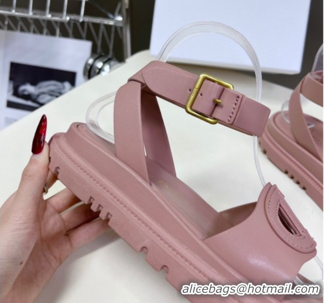 Trendy Design Dior D-Club Sandals with Ankle Strap in Calfskin leather Pink 604031