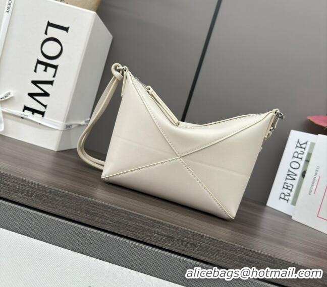 Promotional Loewe Puzzle Fold pouch in shiny nappa calfskin Sea Salt 012415 White 2024