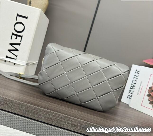 Famous Brand Loewe Mini Puffer Goya bag in pleated shiny nappa lambskin 062465 Pearl Grey 2024