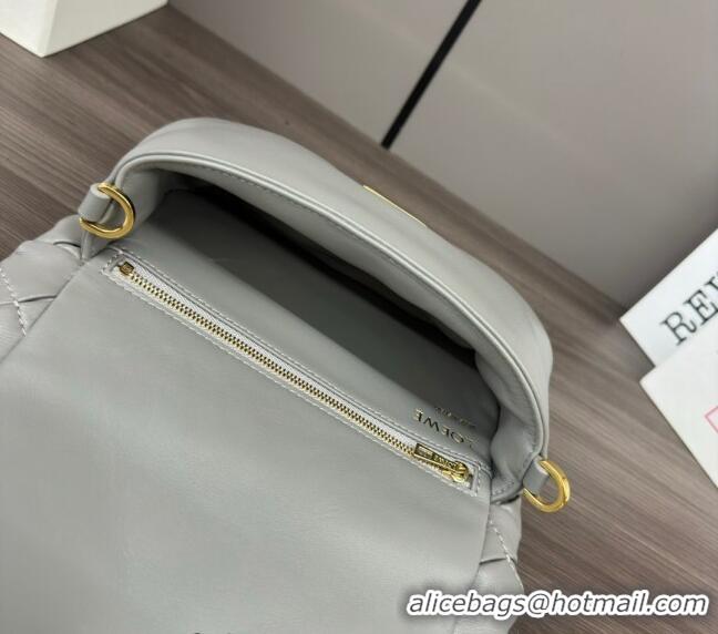 Famous Brand Loewe Mini Puffer Goya bag in pleated shiny nappa lambskin 062465 Pearl Grey 2024