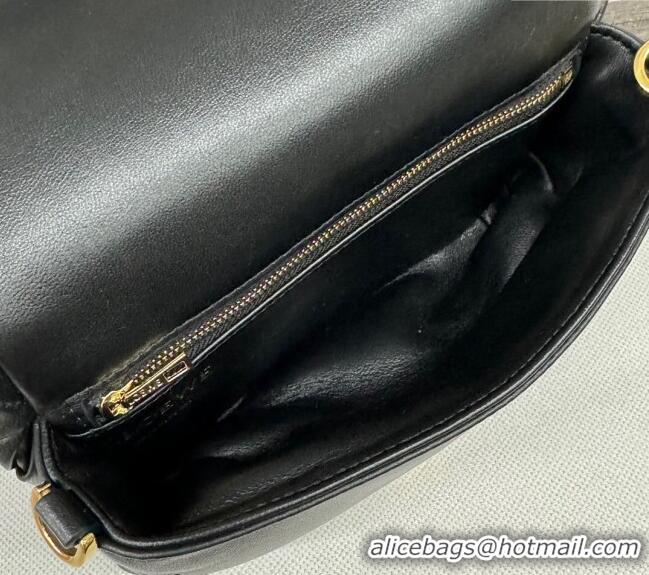 Super Quality Loewe Mini Puffer Goya bag in pleated shiny nappa lambskin 062465 Black 2024