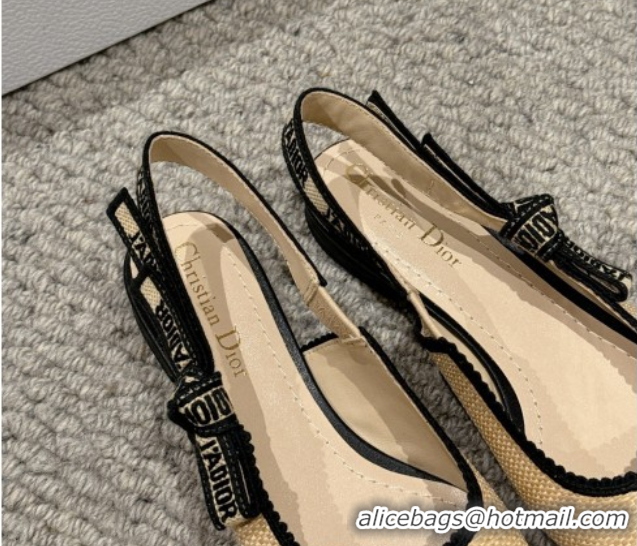 Low Cost Dior J'Adior Slingback Ballet Flats in Beige Yellow Straw 604040