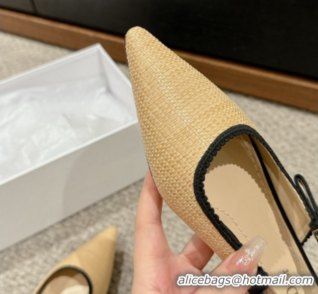 Low Cost Dior J'Adior Slingback Ballet Flats in Beige Yellow Straw 604040